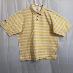Adidas 60's 2 Ply Mercerized Polo Shirt Men's Large Yellow White Striped Escalon